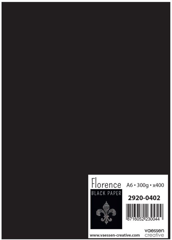 Karton Zwart – Smooth Papier – A6 – 10,5×14,8cm – 300 grams – Florence – 400 Vellen