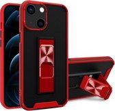 Dual-color Skin Feel TPU + PC Magnetische schokbestendige hoes met onzichtbare houder voor iPhone 13 mini (rood)