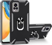 Voor vivo V20 PC + TPU-beschermhoes met 360 graden draaibare ringhouder (grijs)
