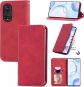Voor Honor 50 Retro Skin Feel Business Magnetische Horizontale Flip Lederen Case met Houder & Kaartsleuven & Portemonnee & Fotolijst (Rood)