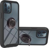 Starry Sky Solid Color Series Schokbestendige pc + TPU-beschermhoes met ringhouder en magnetische functie voor iPhone 11 Pro Max (zwart)