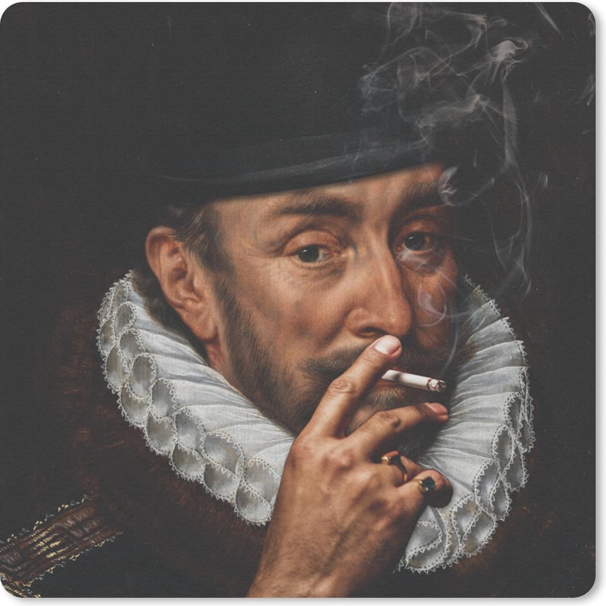 Muismat 20x20 cm - Mousepad Willem van Oranje - Adriaen Thomasz - Hoed - Muismatten