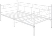 ML-Design metalen bed wit, 90x200 cm, op stalen frame met hoofdbord en voeteneind