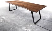 Massief houten tafel Live-Edge acacia bruin 300x100 blad 3,5 cm diagonaal houten tafel