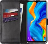 Huawei P30 Lite Hoesje met Pasjeshouder - Selencia Echt Lederen Booktype - Zwart