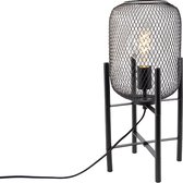 QAZQA bliss_mesh - Moderne Tafellamp - 1 lichts - H 480 mm - Zwart - Woonkamer | Slaapkamer