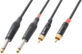 Kabel 2x 6.3 Mono - 2x RCA Male 3m