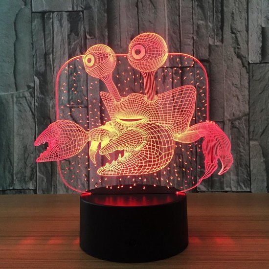 3D Led Lamp Krab 3D Lamp USB Nieuwigheid Geschenken 7 Kleuren Veranderende  Led... | bol.com