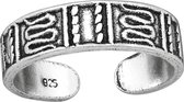Zilver geoxideerde Teenring met Bali patroon | patterned toe ring | Sterling 925 Silver