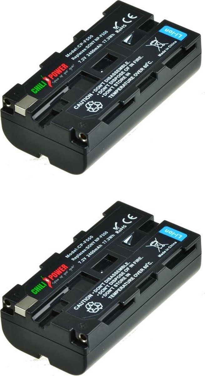 ChiliPower NP-F530 / NP-F550 accu voor Sony - 2400mAh - 2-Pack