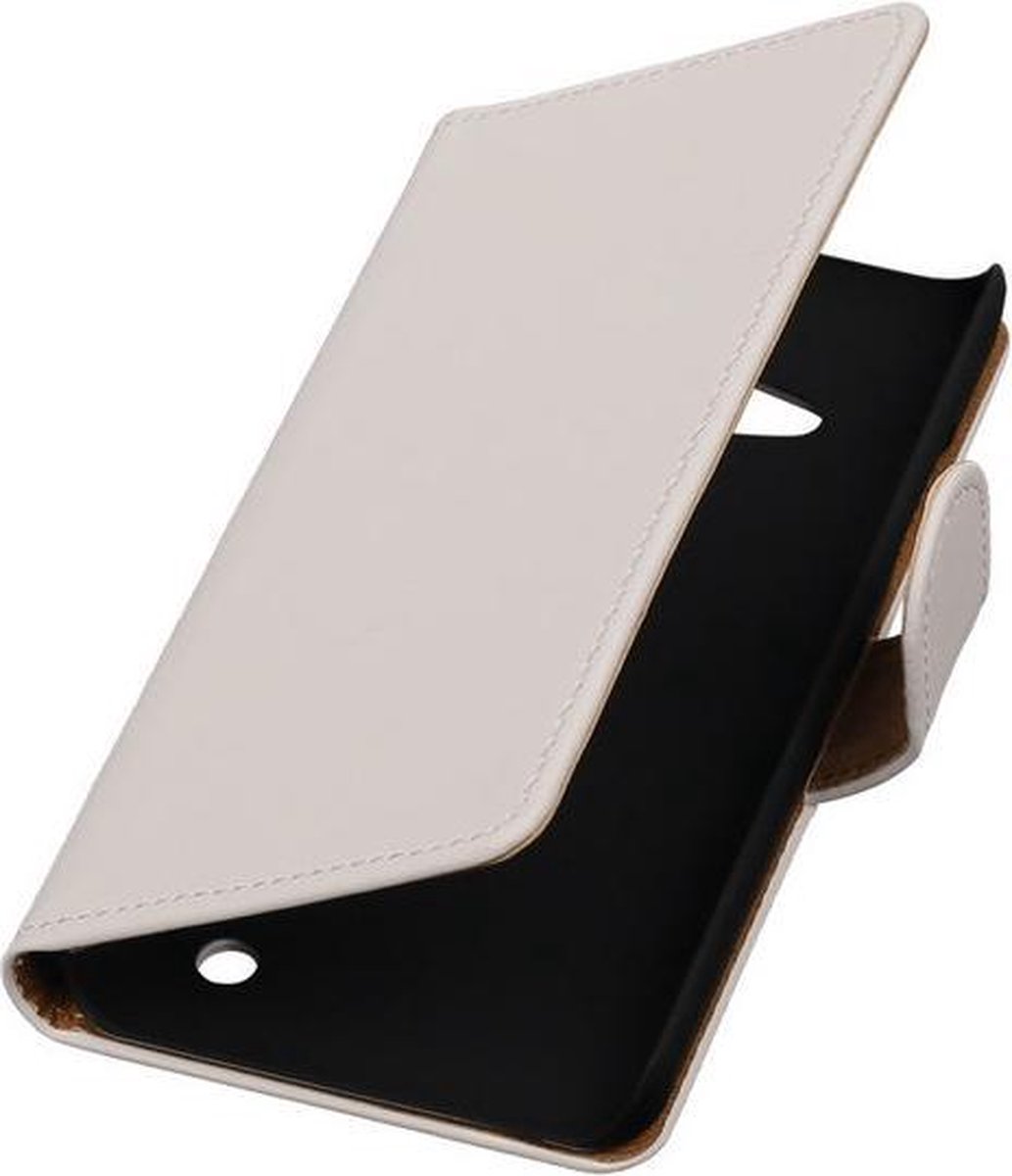 Wit Effen Booktype Microsoft Lumia 550 Wallet Cover Hoesje