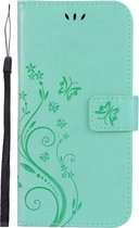 Shop4 - Samsung Galaxy A10 Hoesje - Wallet Case Vlinder Patroon Mint Groen