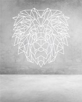 Leeuw Geometrisch Hout 70 x 72 cm White - Wanddecoratie