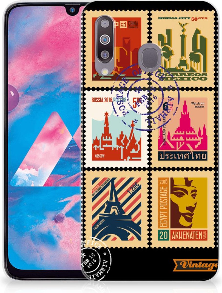 Back Cover voor Samsung Galaxy M30 Siliconen Back Cover Postzegels