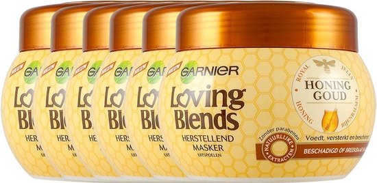 beneden Op en neer gaan analyseren Garnier Loving Blends Honing goud Haarmasker - 6 x 300 ml -  Voordeelverpakking | bol.com