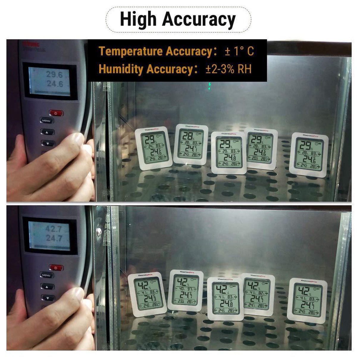 Digitale thermo-hygrometer, indoor thermometer/hygrometer, temperatuur- en vochtigheidsmeter voor binnen, klimaatcontrole, luchtbewaking voor kamers, klimaatmonitor, zwart