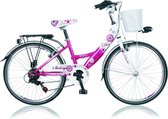 Diva meisjesfiets - 22 inch - Fuchsia White - 6 versnellingen