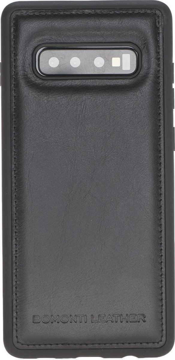 Bomonti™ - Samsung Galaxy S10+ - Clevercase telefoon hoesje - Zwart Milan - Handmade lederen back cover - Geschikt voor draadloos opladen