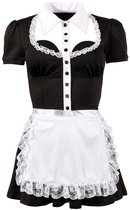 Collection Cottelli - Mini-robe au design femme de chambre pour les soirées coquines avec fermeture à bouton et coupe ajustée - Taille XL - Noir