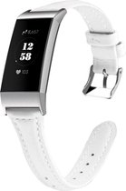 Fitbit Charge 3 & 4 Leren bandje |Wit / White |Slim Leer | Premium kwaliteit echt leder| One Size | TrendParts