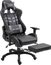 Gamestoel (INCL leer reinigingdoekjes) Grijs met Voetensteun - Gaming Stoel - Gaming Chair - Bureaustoel racing - Racestoel - Bureau stoel gamen
