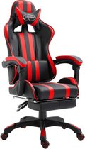 Gamestoel (INCL leer reinigingdoekjes) Rood met Voetenbank  - Gaming Stoel - Gaming Chair - Bureaustoel racing - Racestoel - Bureau stoel gamen