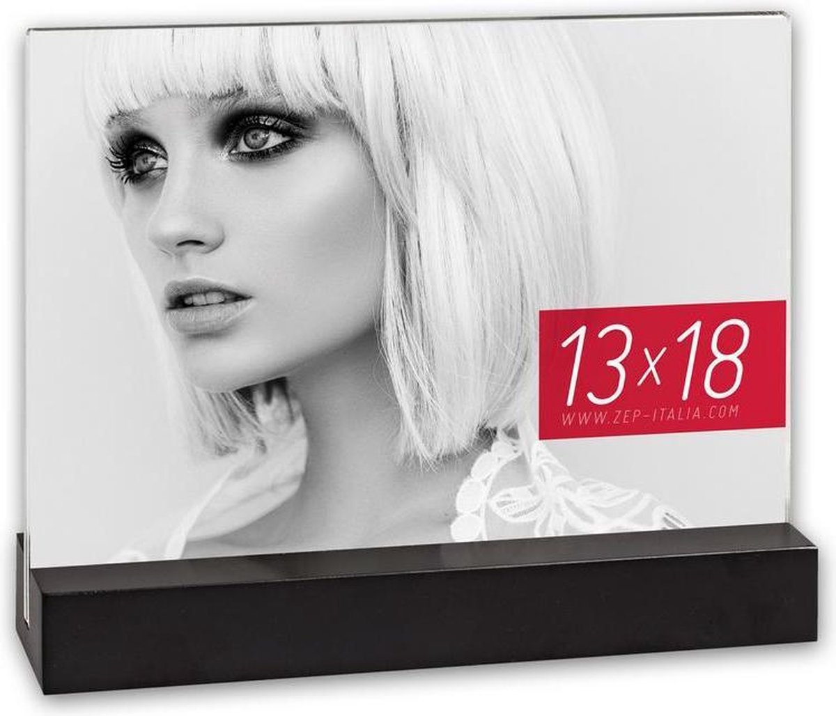 Zep Acryl Fotolijst Dresda voor foto 10x15 met houten standaard zwart - AQ746B