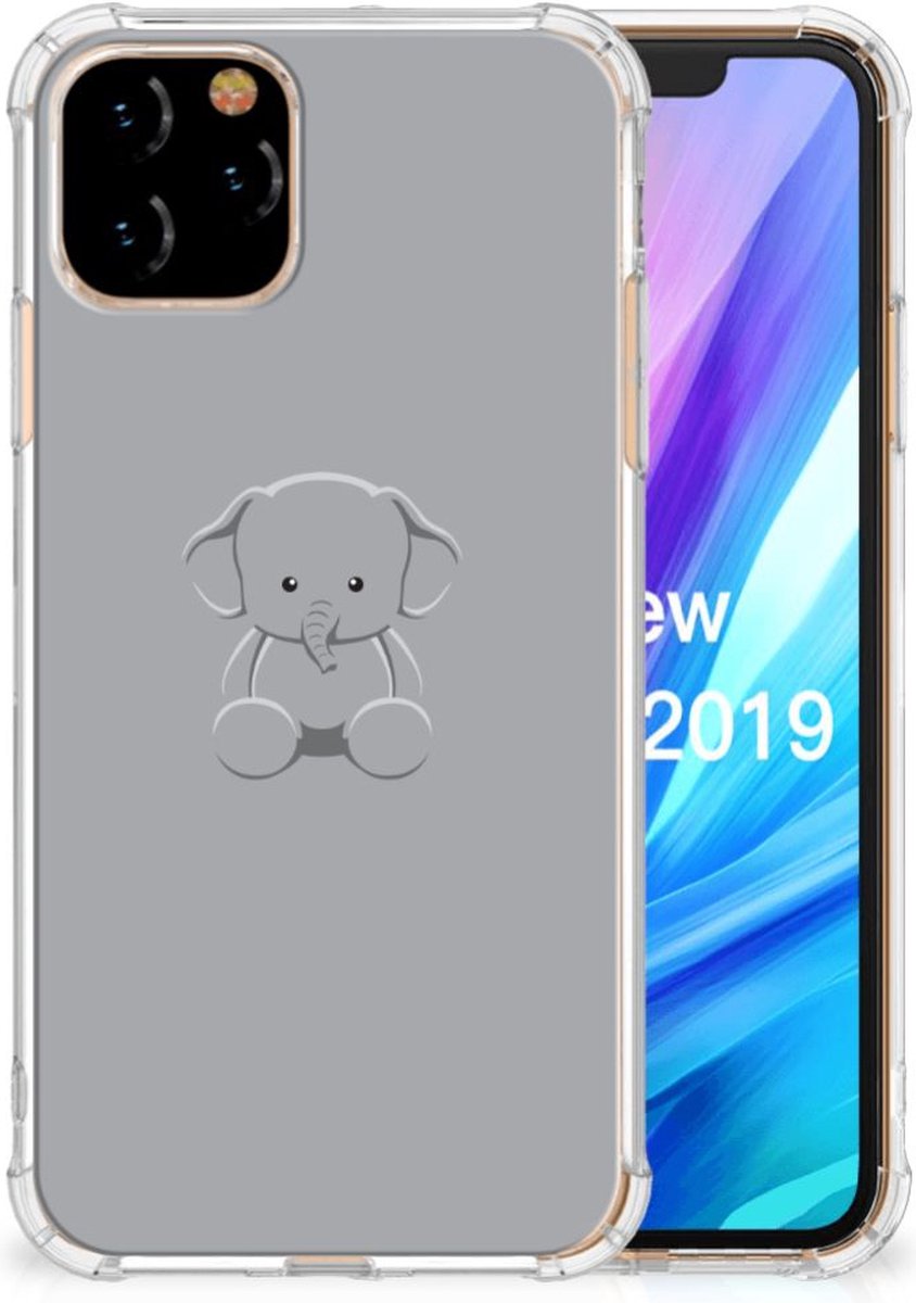 Apple iPhone 11 Pro Stevig Bumper Hoesje Grijs Baby Olifant