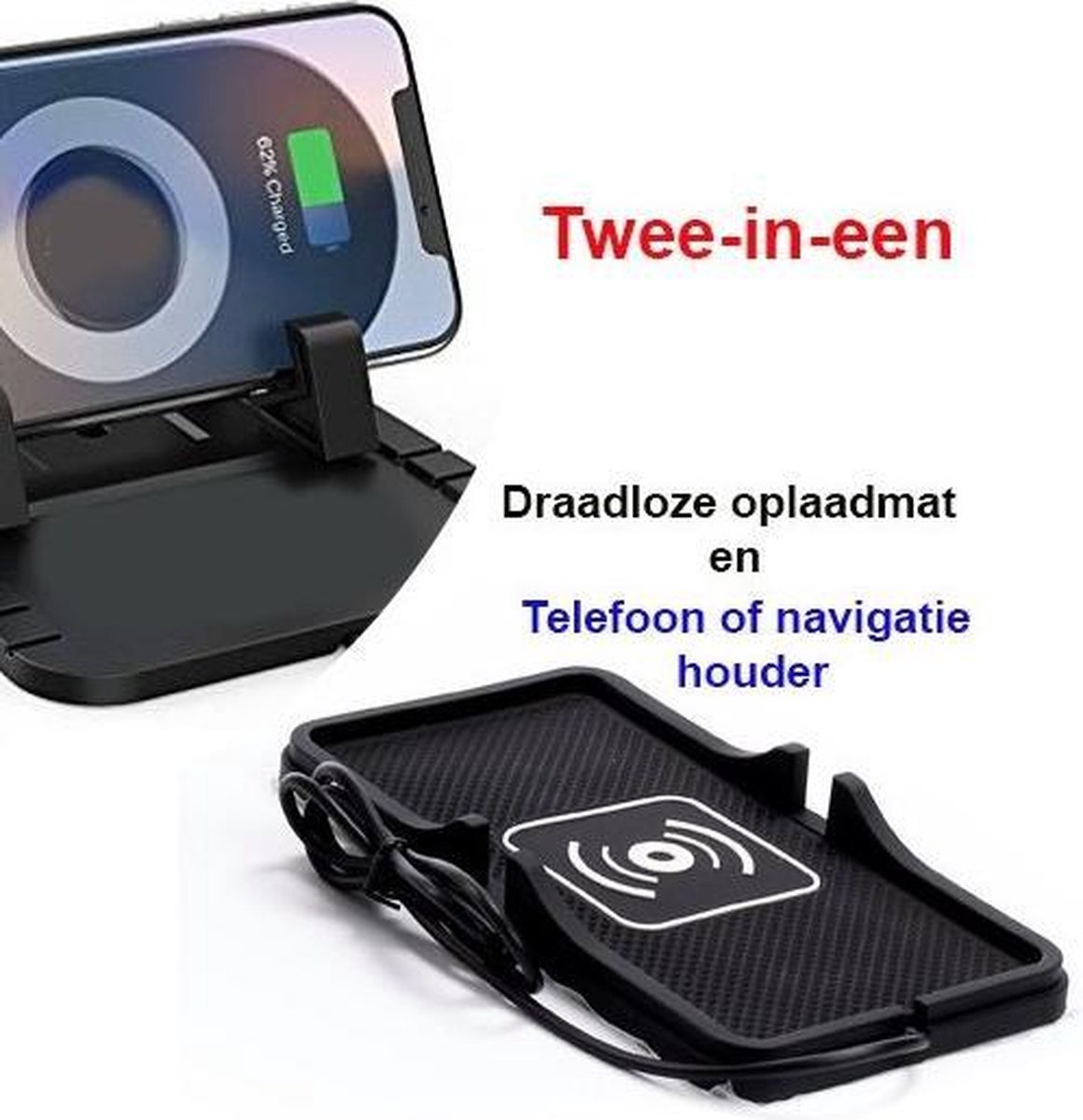 contrast Misleidend ritme Qi draadloze Snelle Oplaadmat en Telefoon-Navigatiehouder voor in de auto |  bol.com