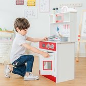Teamson Kids Klassieke Houten Speelkeuken - Kinderspeelgoed - Rollenspel Speelgoed - Rood/Wit