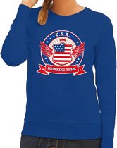 Blauw USA drinking team sweater blauw dames - USA kleding XXL