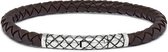 SILK Jewellery - Zilveren Armband - Crossline - 427BRN.23 - bruin leer - Maat 23