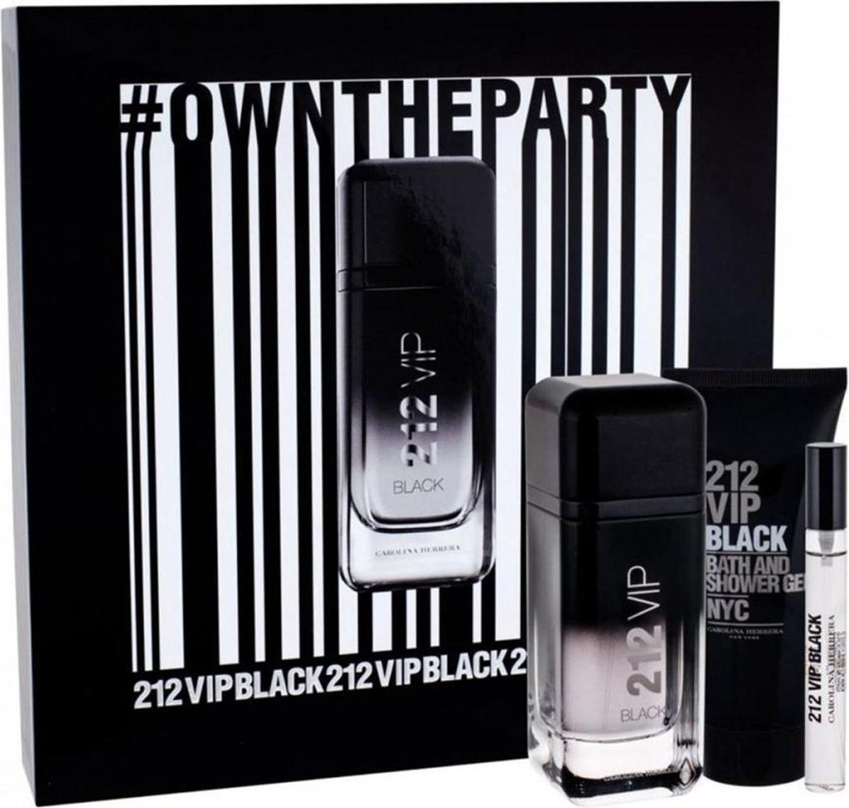 Carolina Herrera 212 Vip Black Men Eau De Toilette Spray 100ml Set 3 Pieces 2019