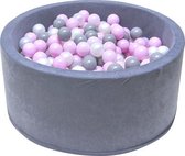 Ballenbak - stevige ballenbad -90 x 40 cm - 400 ballen Ø 7 cm - roze, wit, grijs