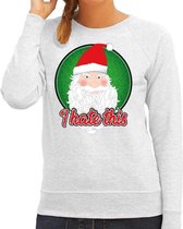 Foute Kersttrui / sweater - I hate this - grijs voor dames - kerstkleding / kerst outfit XS (34)