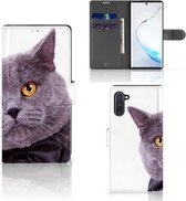 Geschikt voor Samsung Galaxy Note 10 Telefoonhoesje met Pasjes Kat