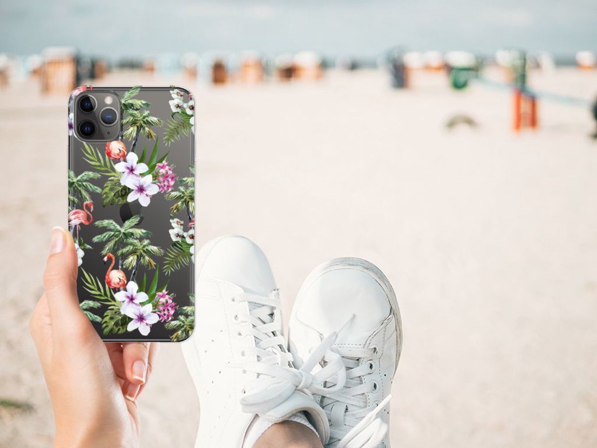 Apple iPhone 11 Pro Max TPU Hoesje Flamingo Palms