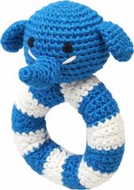 Naturezoo Ringrammelaar Olifant Gehaakt 14 Cm Donkerblauw
