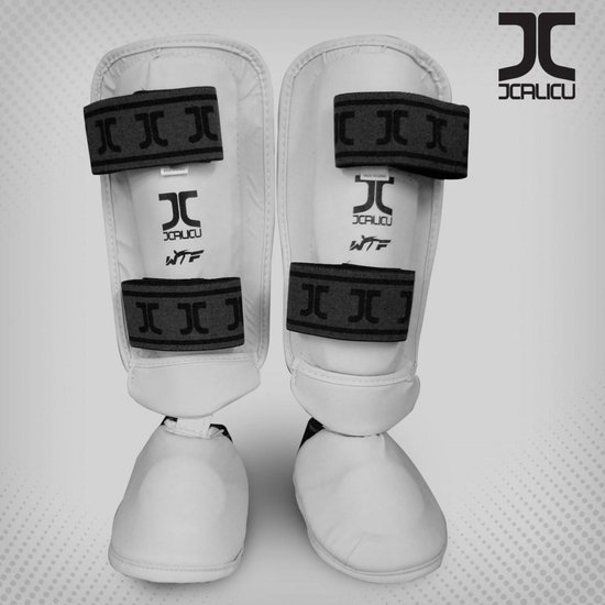 Protège-tibias / cou-de-pied de taekwondo JC | WT | Blanc | taille S