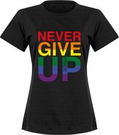Never Give Up Pride T-Shirt - Zwart - Dames - XL