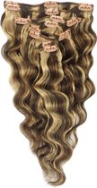 Remy Human Hair extensions wavy 18 - bruin / blond 4/27#