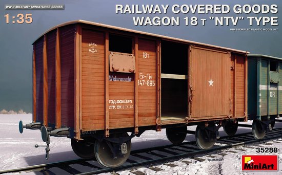 Foto: Miniart railway covered goods wagon 18 t ntv min35288 modelbouwsets hobbybouwspeelgoed voor kinderen modelverf en accessoires