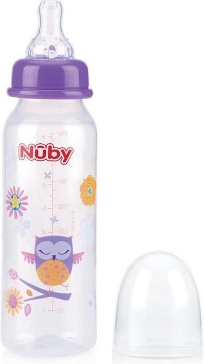 Paarse Nuby baby drinkfles 240 ml - voedingsflessen babies