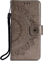 Shop4 - Samsung Galaxy A30s Hoesje - Wallet Case Mandala Patroon Grijs