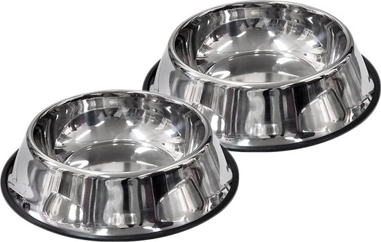 scarlet pet | Hondenbak “Bowl” met antislipbescherming; roestvrij staal met rubberen rand; voor water of voer; in verschillende maten; enkel of…