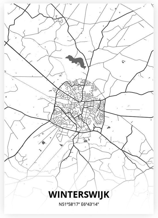 Winterswijk plattegrond - A2 poster - Zwart witte stijl