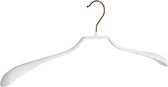 De Kledinghanger Gigant - 5 x Mantel / kostuumhanger metaal met schouderverbreding en witte anti-slip coating, 46 cm