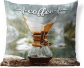 Buitenkussens - Tuin - Koffie quote 'Coffee' op een achtergrond met traditionele koffie - 60x60 cm