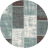 Rond patchwork vloerkleed - Spring Groen Grijs Ø 100cm