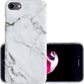 iPhone SE 2020 Hoesje Marmer Back Case Hardcover Marmeren Hoes Wit Marmer